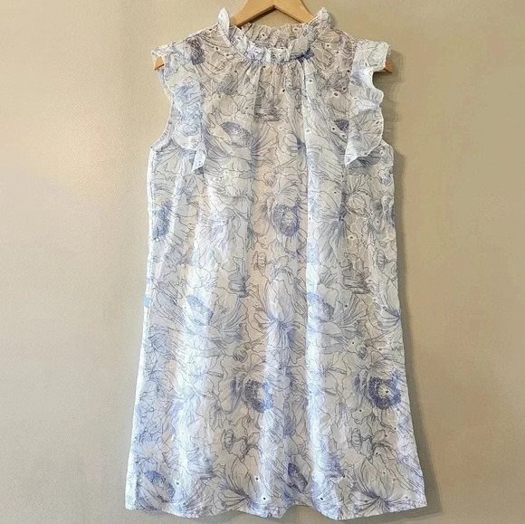 Joie Women's Eyelet Ruffle Floral Print Sundress Feminine Mini Dress Size M. - Picture 15 of 16